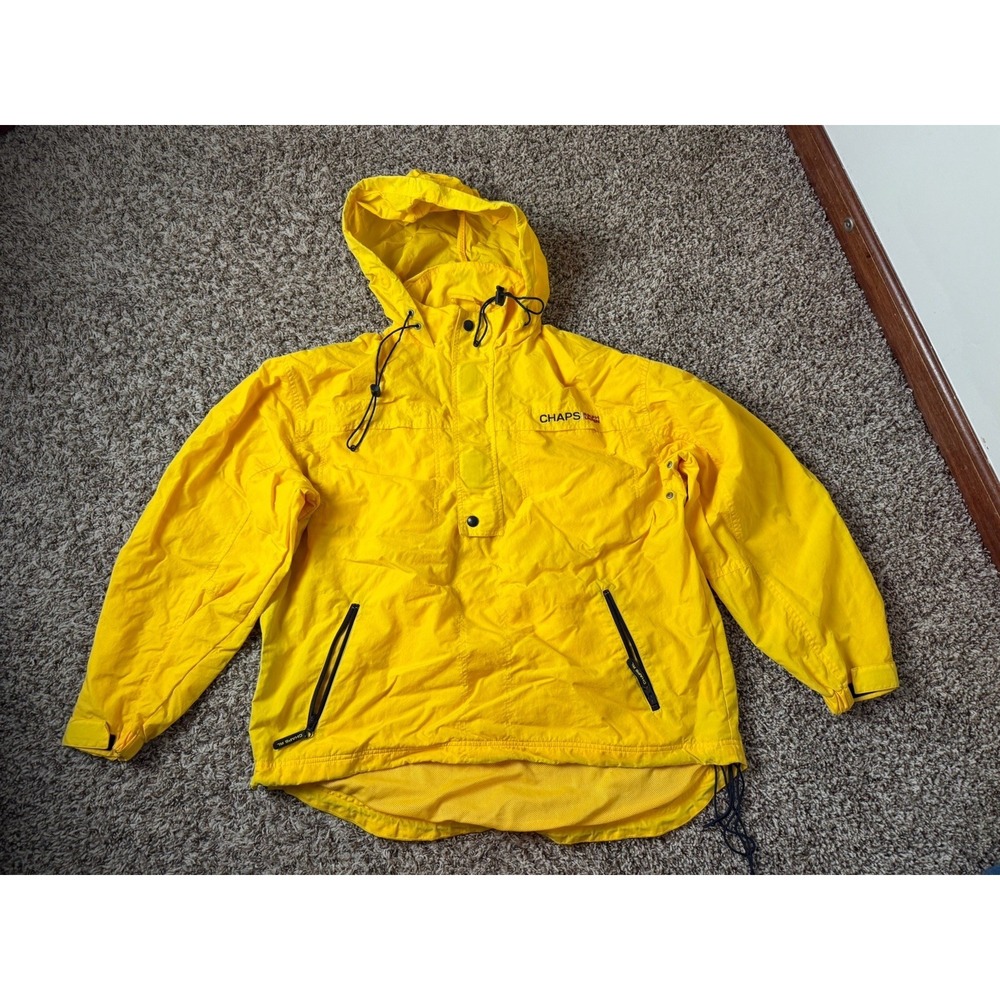 Vtg‎ Chaps Ralph Lauren Nylon Waterproof Mens XLarge Yellow Rain Jacket 1/2 Zip